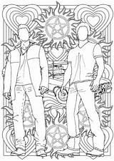 Supernatural Dean Sam Colouring Winchester Coloring Pages Grown Ups Etsy Drawings Drawing sketch template