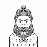 Beard Kleurend Toevallige Portret Knappe Modieuze Baard Stijlillustratie sketch template