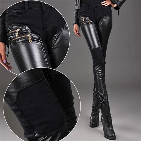 spring autumn casual leather pants lady hot slim pu leather stylish