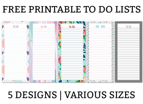 printable   lists   designs   sizes
