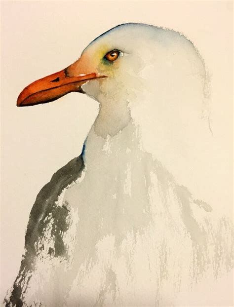 Watercolor Bird Painting Bird Art Original Watercolor Seagull