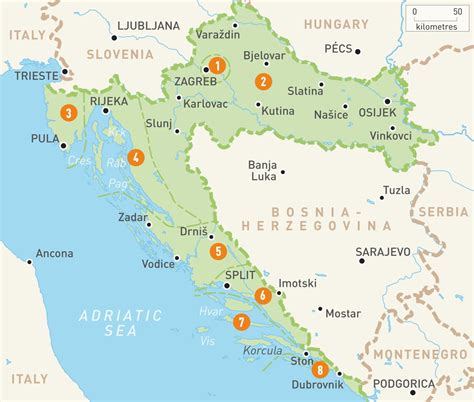 croazia regioni sulla mappa mappa della croazia regioni europa del sud europa