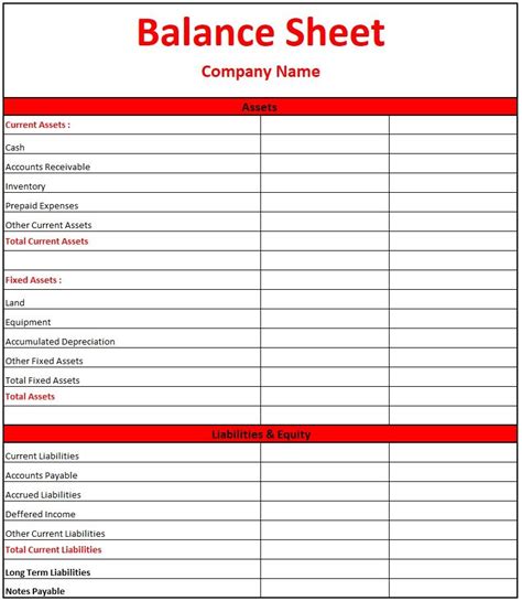 preview  simple balance sheet template  excel simple