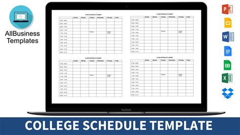 college class schedule planner templates  allbusinesstemplates