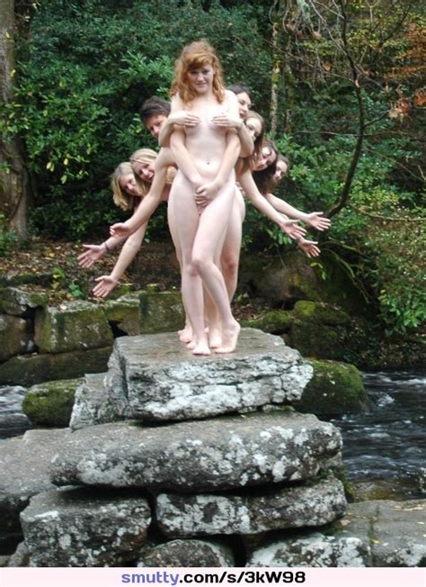 group nude outdoor nature forest