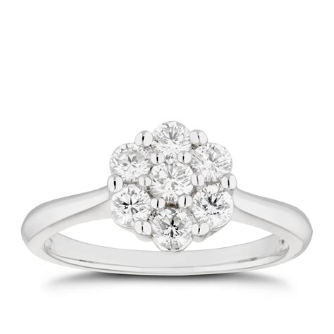 platinum ct diamond flower cluster ring ernest jones