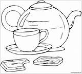 Tea Cup Teapot Cookies Pages Coloring Color sketch template