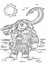 Moana Coloring Pages Maui Printable Colouring K5worksheets Kids Supercoloring Via sketch template