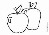 Apple Coloring Pages Two Printable Kids Fruits Fruit Simple Print Picking Colouring Clipart Clip Appliques Sewing Perfect Templates Gif sketch template