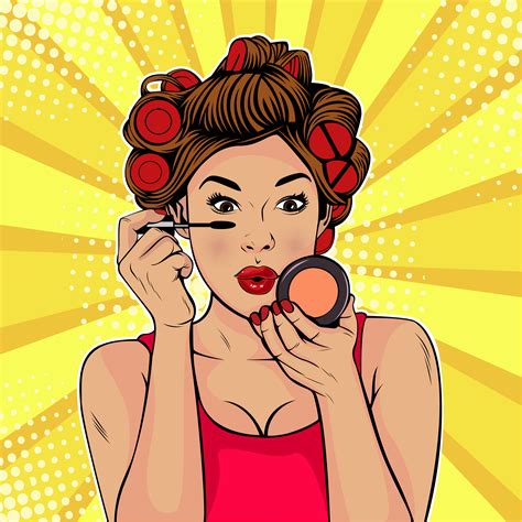 Girl Putting On Makeup Pop Art Style Download Free