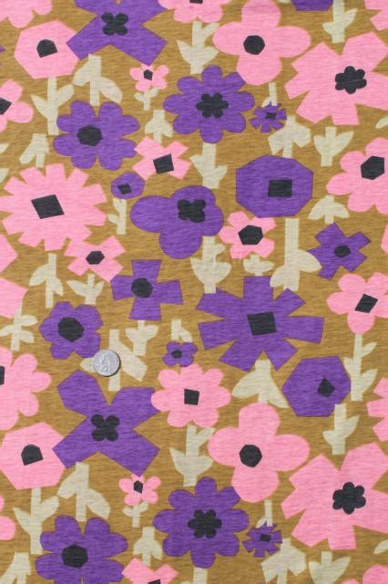 60s 70s mod vintage retro flower print cotton poly jersey knit fabric
