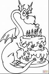 Coloring Birthday Happy Pages Dragon Cake Sister Dragons Drawing Funny 4th Cartoon Printable Print Kids Clipart Color Dinosaur Teacher Brilliant sketch template