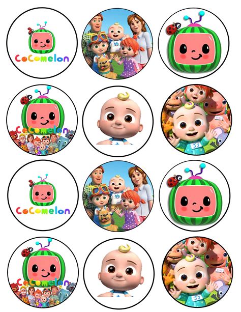 cocomelon cupcake toppers printable customize  print
