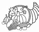 Thanksgiving Coloring Cornucopia Pages Food Printable Kids Dinner Size Print sketch template