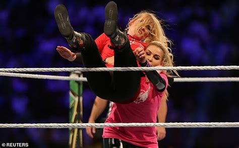 wwe star natalya hit with a bottle during saudi s first female wrestling match daily mail online