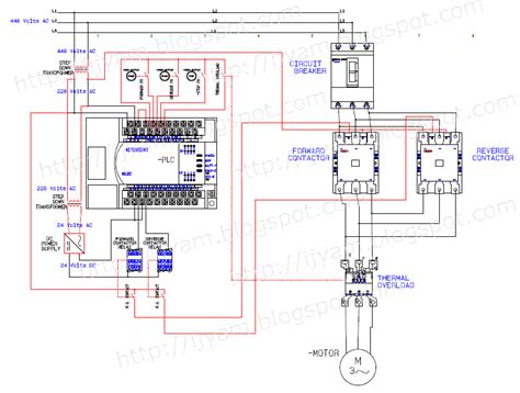 electrical wiring diagram  reverse motor control  power circuit  mitsubishi plc