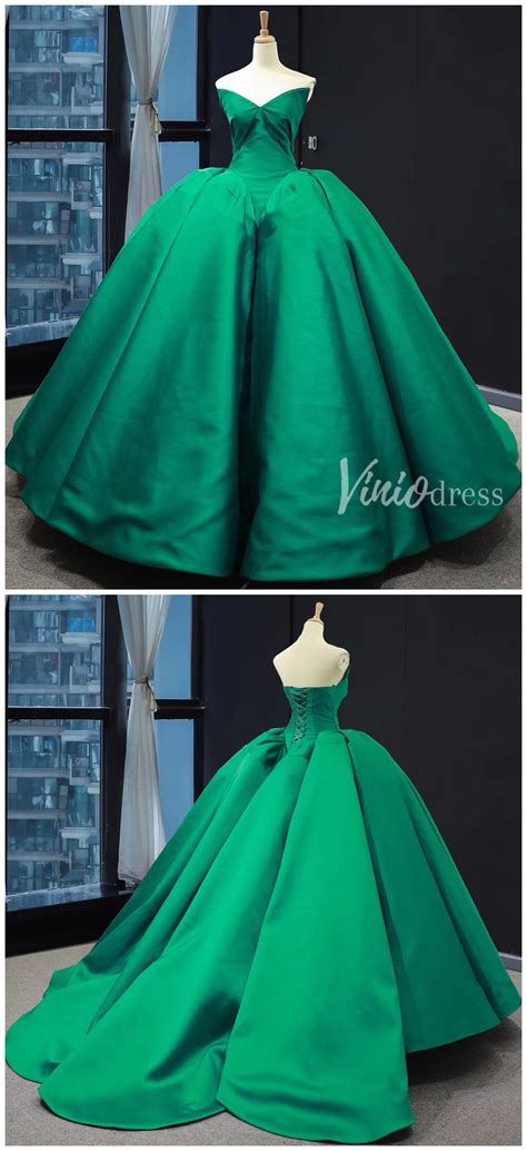 emerald green celebrity style ball gowns strapless prom dresses fd1274