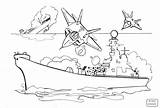 Battleship Coloring Pages Carrier Aircraft Print Bombs Ships Mustang Printable Color Ship Drawing Battle Sailing Military Attacking Air Kids Navy sketch template