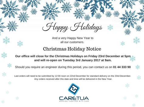 company holiday notice caretua