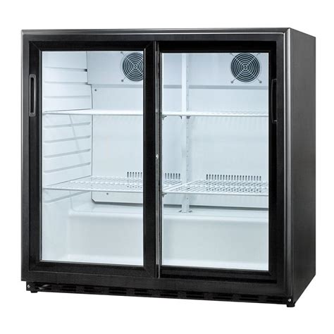 summit appliance  cu ft sliding glass door  refrigerator  black scr  home depot