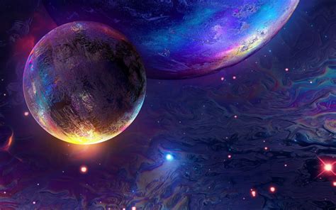 desktop wallpaper planets colorful fantasy art hd image picture
