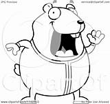 Hamster Pajamas Chubby Waving Clipart Cartoon Thoman Cory Outlined Coloring Vector sketch template