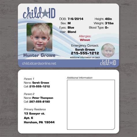 classic child id child id cards