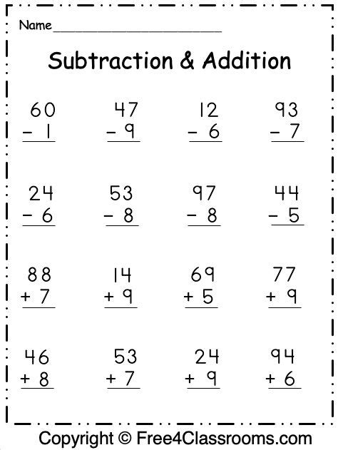 subtraction  addition worksheets  digit  regrouping