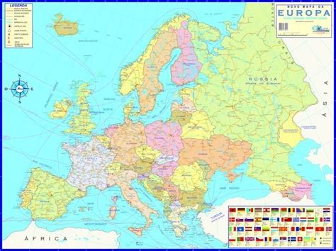 Mapa Da Europa Político Gigante 117 X 89 Cm Frete