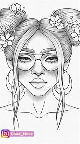 Coloring Girl Girls Printable Drawings Drawing Colouring Pages Colour Adult Outline Girly Fashion Etsy Tiktok Sheet Portrait Draw Adults Sketchbook sketch template