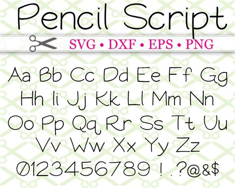 pencil script svg font cricut silhouette files svg dxf eps png