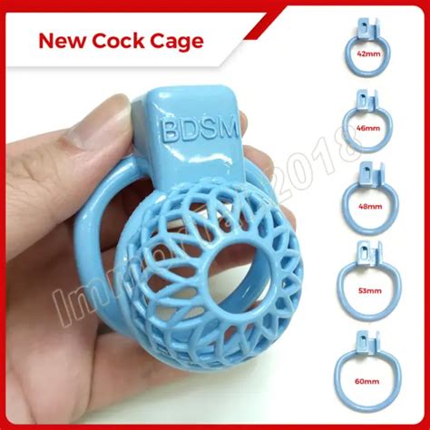 Small Blue Reticular Sissy Cage Slave Chastity Cage Bdsm Ring Lock Toy