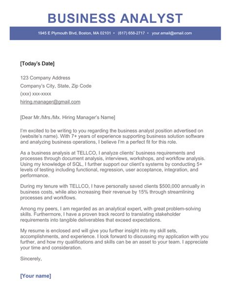 fine beautiful info  business analyst cover letter template
