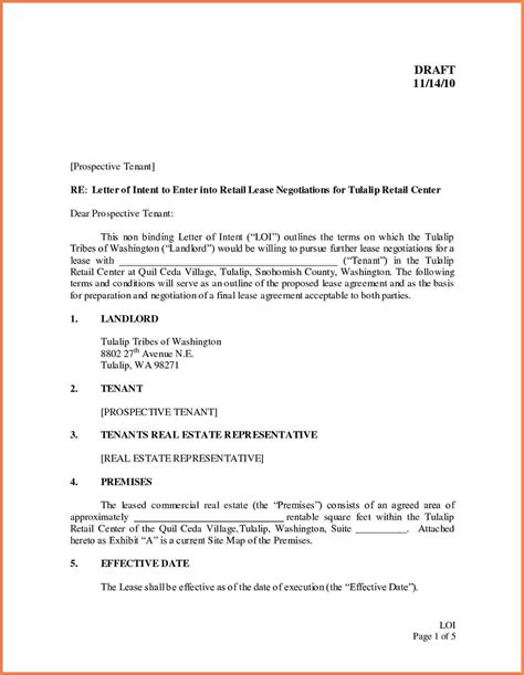 letter  intent lease template