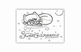 Coloring Dreams Sweet Card Pages Cat sketch template