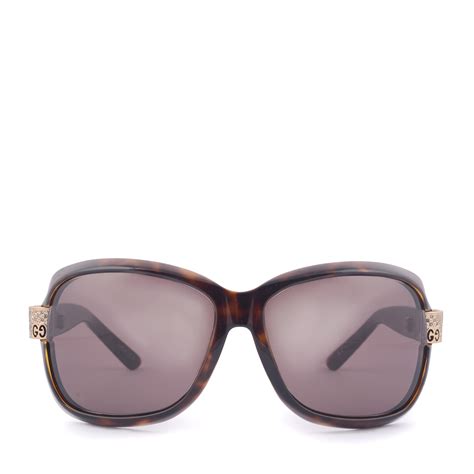 Gucci Havana Brown Crystal Gg Sunglasses 2985 S Labelcentric