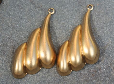 brass vintage triple teardrop shape findings  loop