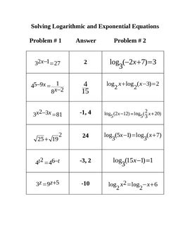 solving log  exponential equations activity  kathleen monegan