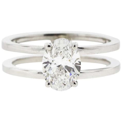 Double Band Oval Diamond Engagement Ring Split Shank At 1stdibs