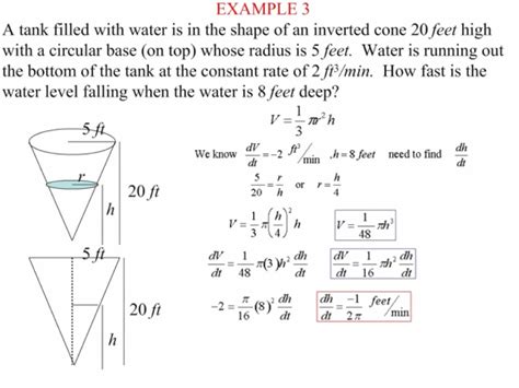 related rates cone related rates calculus model problems showme