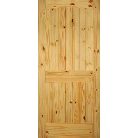 builders choice       panel solid core unfinished arch top  grooved knotty pine