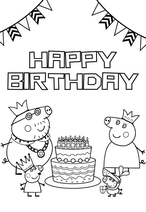 peppa pig themed birthday coloring pages cards