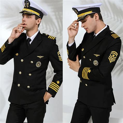 pilot uniform airline  navy captain uniforme double breasted mariner sailor seaman jacket