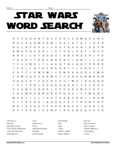star wars word search  printable