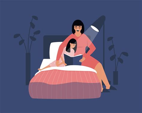 mom reads a bedtime story to her daughter 2183680 vector art at vecteezy