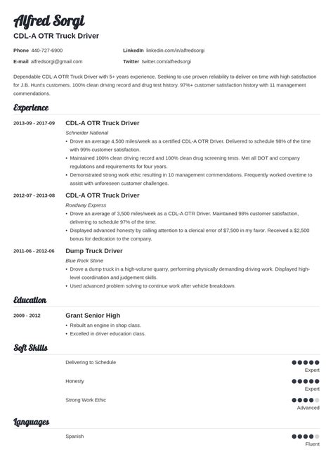 truck driver resume examples template skills