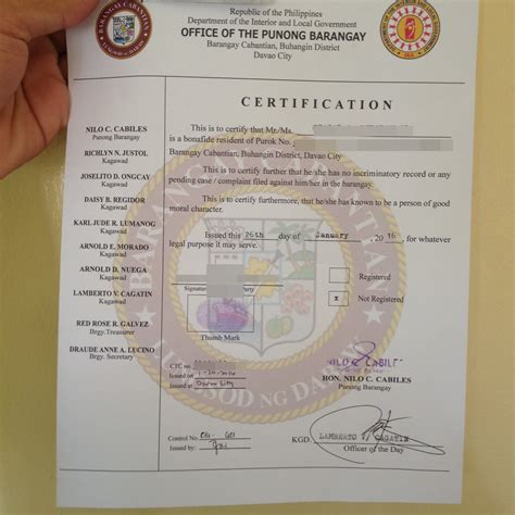 mylifebymeshe paano kumuha ng barangay certificate sa davao city