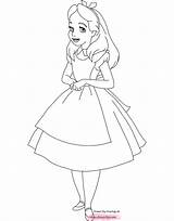 Alice Coloring Pages Wonderland Disney Color Book Standing Disneyclips Gif Funstuff sketch template