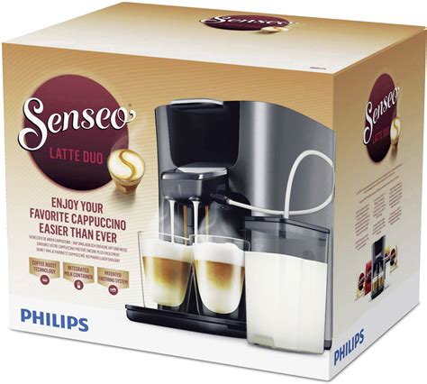 senseo hd latte duo  pod coffee machine anthracite  milk jug conradcom