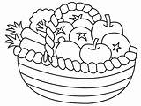 Basket Vegetables Drawing Coloring Food Getdrawings Fruit sketch template